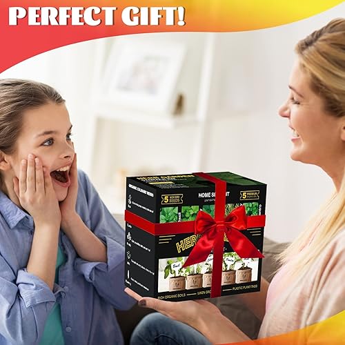 Miniatura 5 de Kit de inicio de jardín de hierbas para interiores, 5 semillas de hierbas sin OMG, albahaca, perejil, romero, tomillo y menta con juego completo de