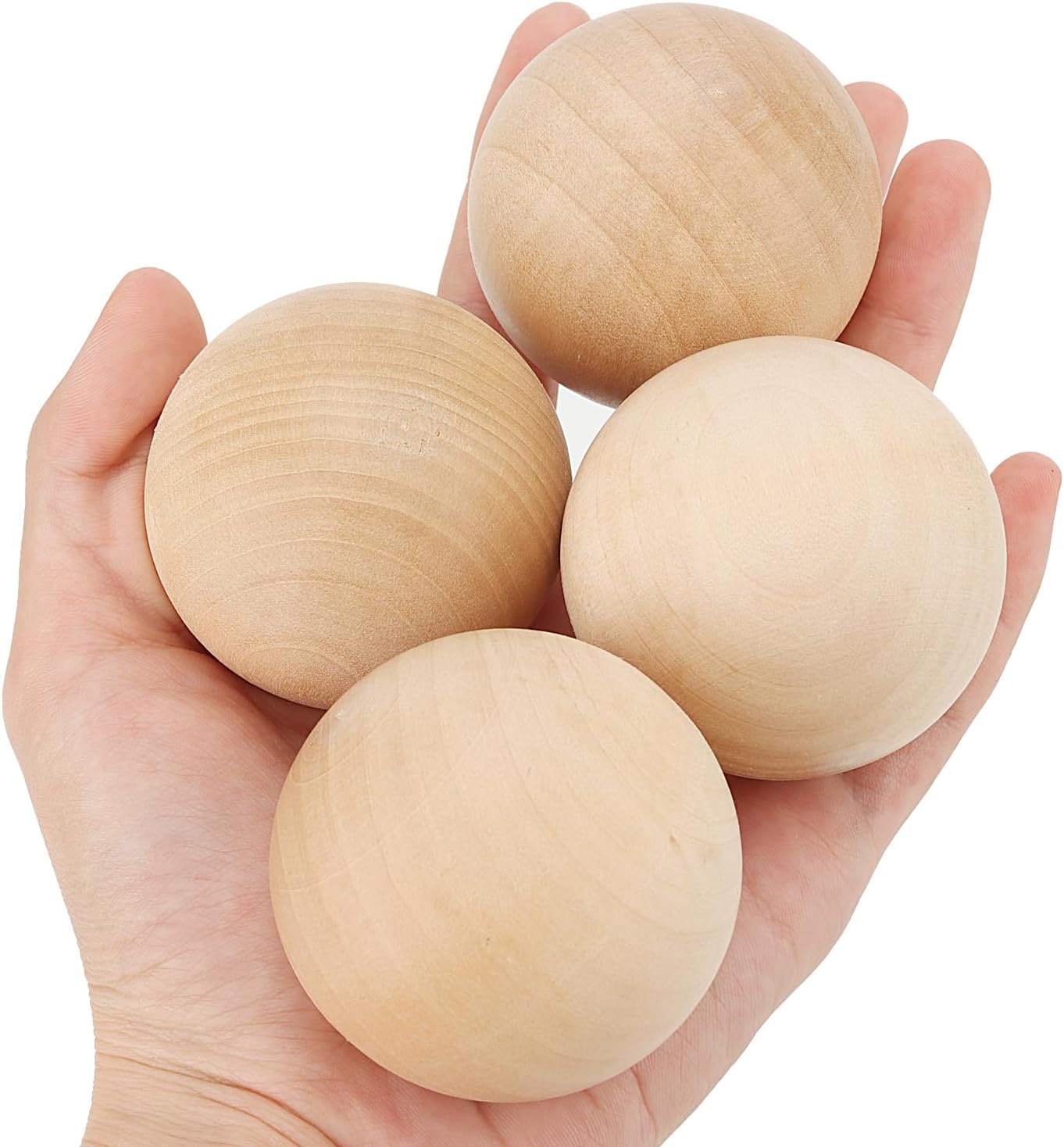 SOUJAP 24 PCS 2 Inch Round Wooden Ball, Natural Unfinished Wood Ball, Sphere Hardwood Ball for Crafts and DIY Projects Decoration (Pack of 2)