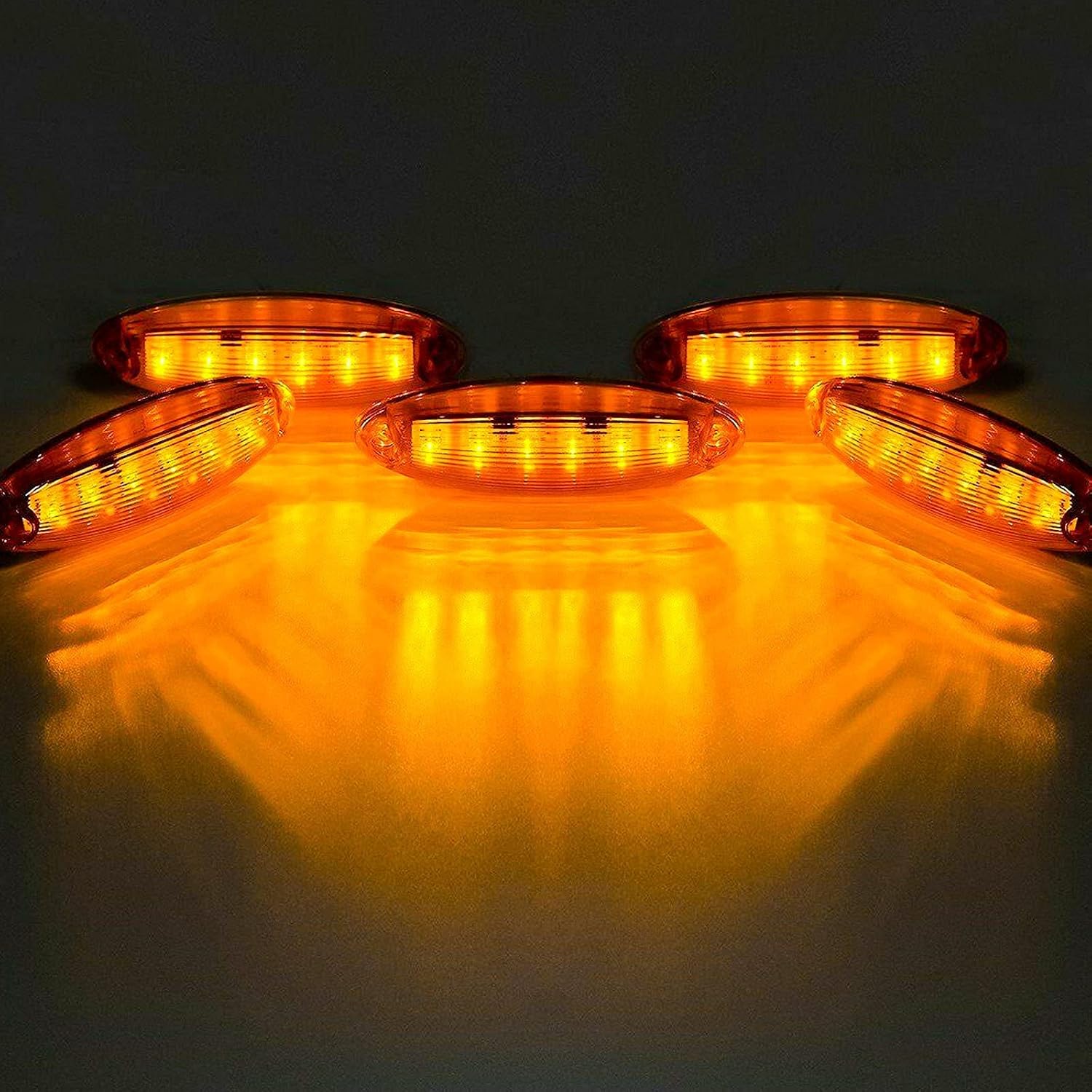 x xotic tech 5Pcs Top Cab Clearance Marker Roof Running LED Lights Lamp Direct Replacement, Compatible with Freightliner Cascadia 2008-2021 (Amber Lens 6-SMD)