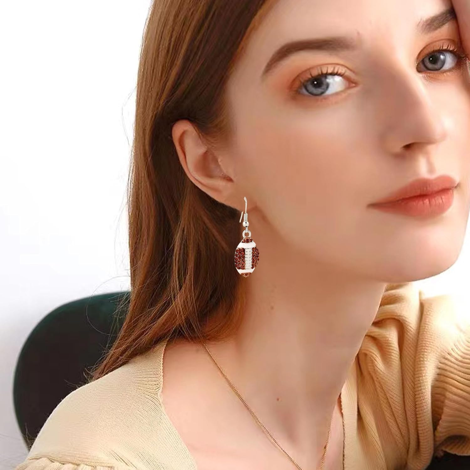 GBAHFY Acrylic Rugby Football Earrings for Women Lightweight Dangle Drop Earrings Sports Fan Jewelry