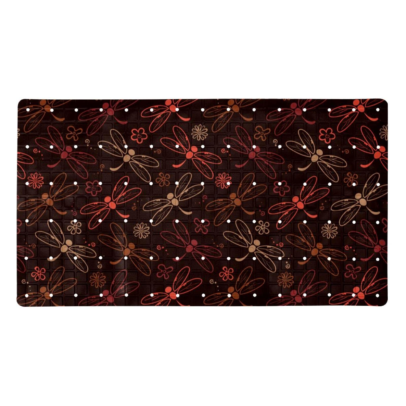 Tapis antidérapant baignoire papillon noir avec trous drainage 40x70 cm