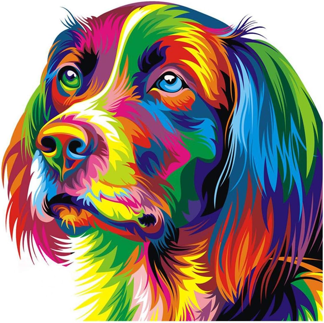 Newsight DIY Oil Painting Paintworks Paint by Number for Kids and Adults (Color Dog)