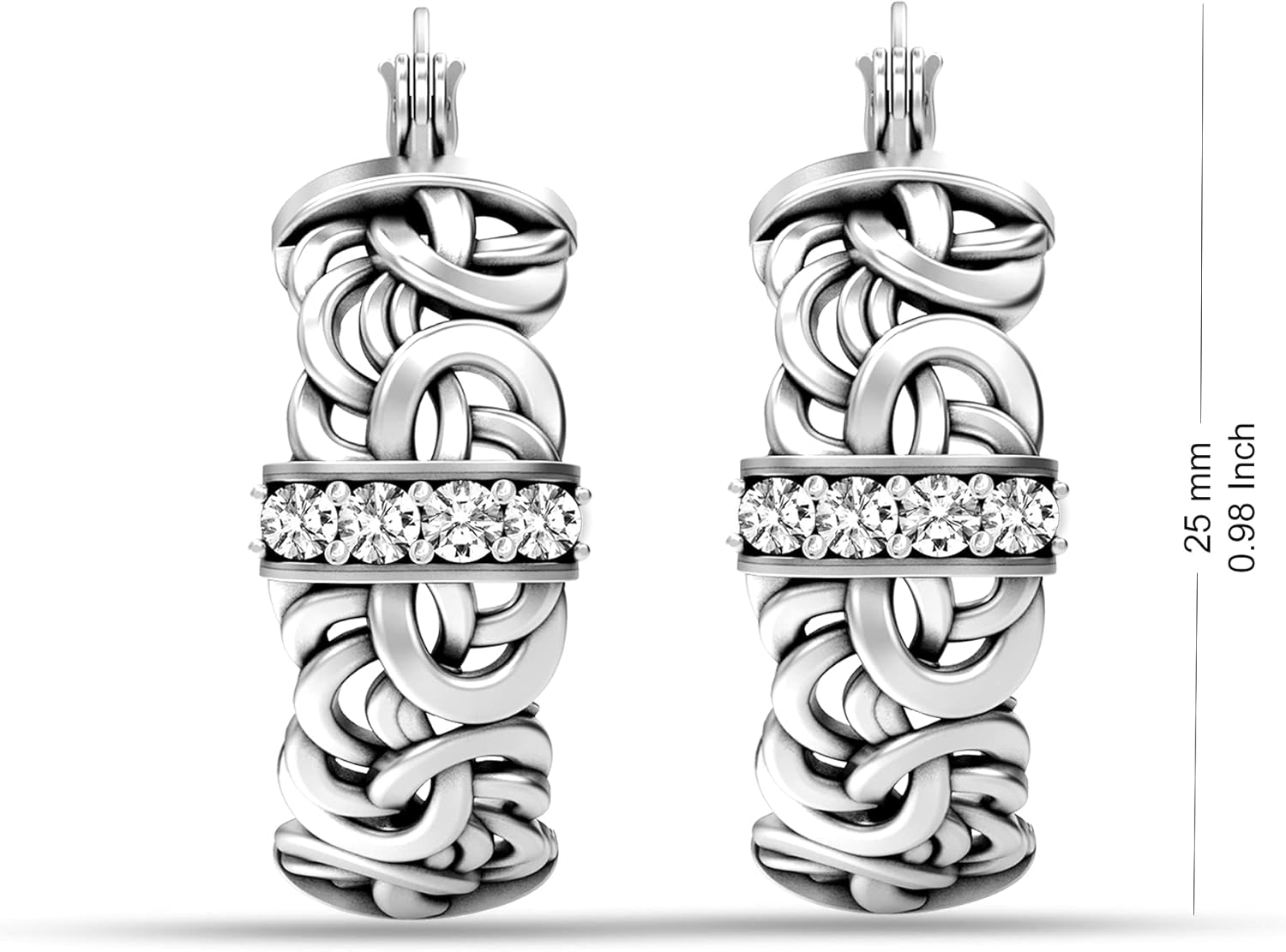LeCalla Byzantine Earrings for Women | 925 Sterling Silver Byzantine Earrings | Antique Oxidized Click-Top Round Thick Hoop Earrings for Women