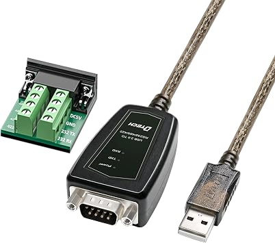 DTECH USB to Serial Adapter RS422 RS485 R232 to USB Cable 3 in 1 Interface Supports DC 5V with Breakout Board LED Lights for Multi-Kind Control Devices Windows 11 10 8 7 XP Mac 1.5ft