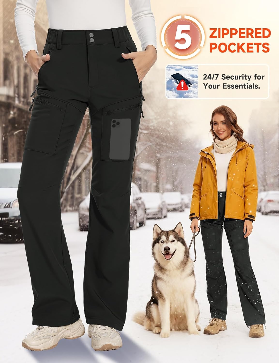 Moosehill Women's-Snow-Ski-Pants-Fleece-Lined-Waterproof-Thermal Insulated Warm for Snowboard Winter Hiking - Image 7