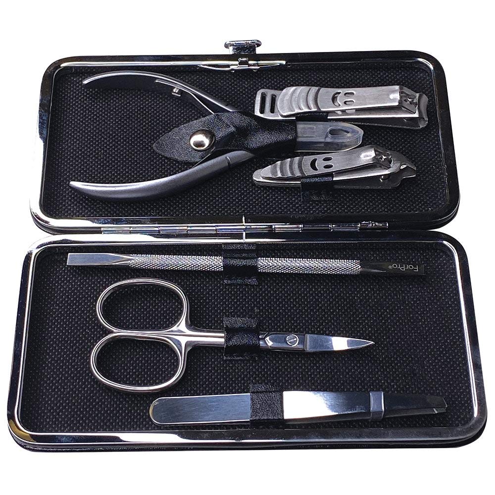 ForPro Deluxe Student Implement Kit, 6-Piece Manicure and Pedicure Kit, Stainless Steel Nail Care Set with Travel Case