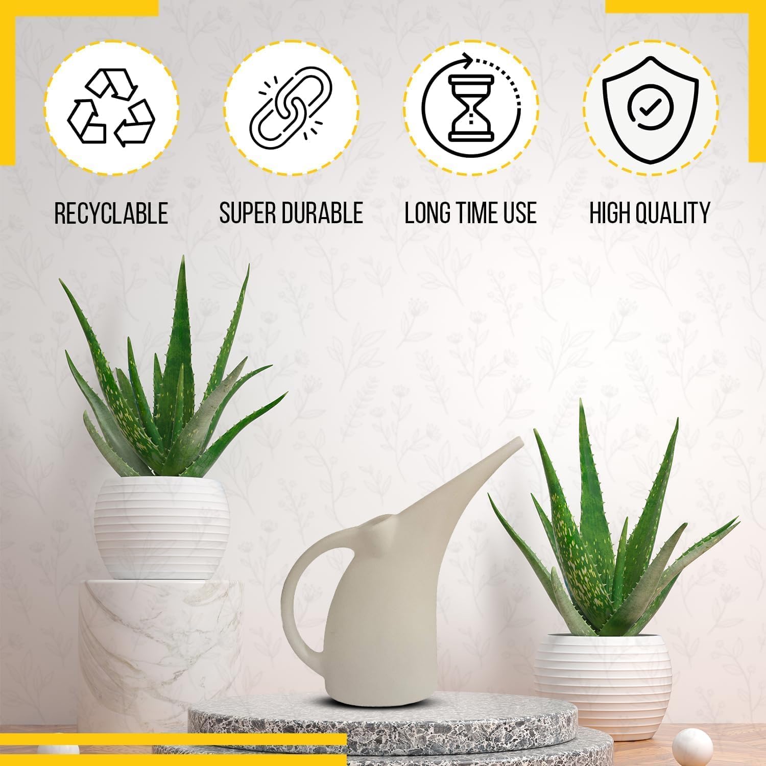 2 Pack Watering Can 1/2 Gallon - Small Watering Can for Indoor Plants - Outdoor Watering Can - White Plant Waterer - Plastic Watering Can for Garden