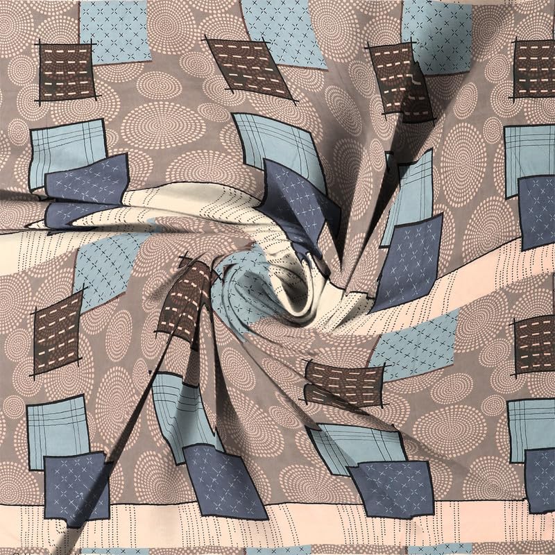 Image of la' amour Premium Glace Cotton 180 TC Flat Single Bedsheets for Summer Breathable | Wrinklefree (Size-60 X 90 Inch) with 1 Pillow Covers (Size-17 X 27 Inches, Beige Grey)
