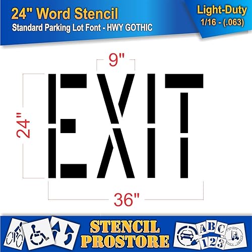 Miniatura 6 de Plantillas de marcado de pavimento  Plantilla EXIT de 24 pulgadas  24 pulgadas x 36 pulgadas x 18 pulgadas (128 mil)  Grado profesional