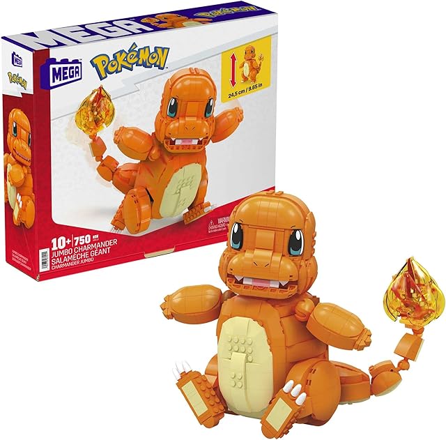 MEGA Pokémon Jumbo Charmander building set with 750 compatible bricks and pieces and Poké Ball, toy gift set for ages 10 and up