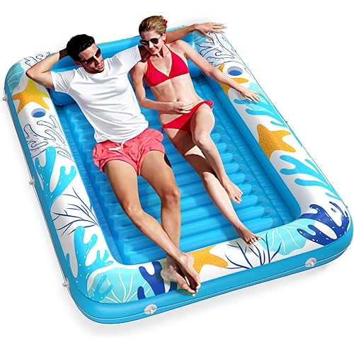 Inflatable Tanning Pool Lounger Float - Jasonwell 4 in 1 Sun Tan Tub Sunbathing Pool Lounge Raft Floatie Toys Water Filled Tanning Bed Mat Pad for Adult Blow Up Kiddie Pool Kids Ball Pit