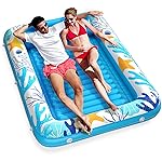 Inflatable Tanning Pool Lounger Float - Jasonwell 4 in 1 Sun Tan Tub Sunbathing Pool Lounge Raft Floatie Toys Water Filled Tanning Bed Mat Pad for Adult Blow Up Kiddie Pool Kids Ball Pit Pool