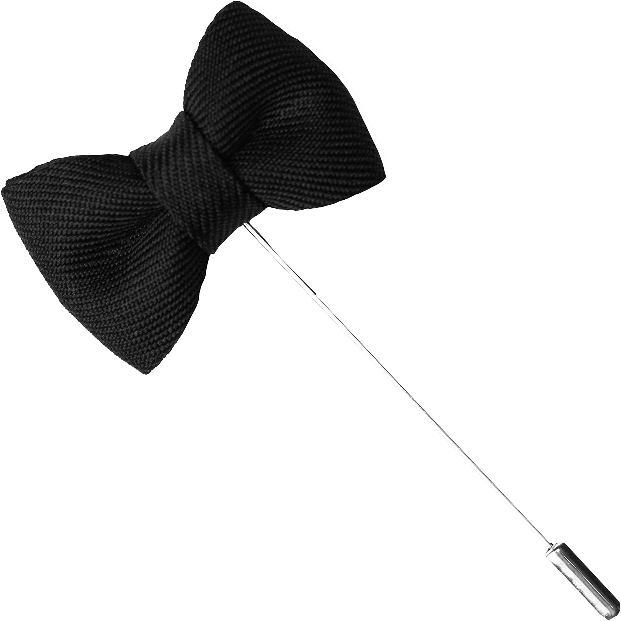 Black Cotton Twill Bowtie Men's Lapel Pin