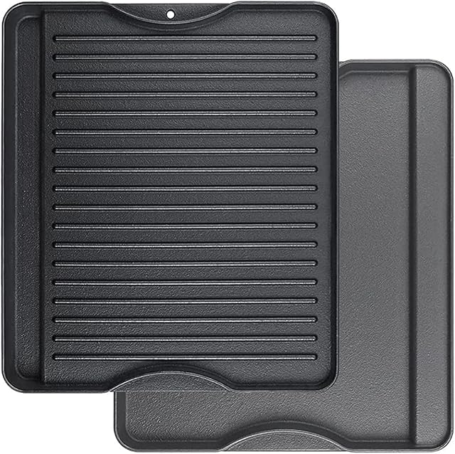 Denmay Cast Iron Griddle 35.5 x 40.6CM Double-Sided Reversible Grill Griddle Combo 1 Pack for All Camp Chef 35.5cm & 40.6cm stoves and all standard-size Campchef stove models, grilling steaks, bacon