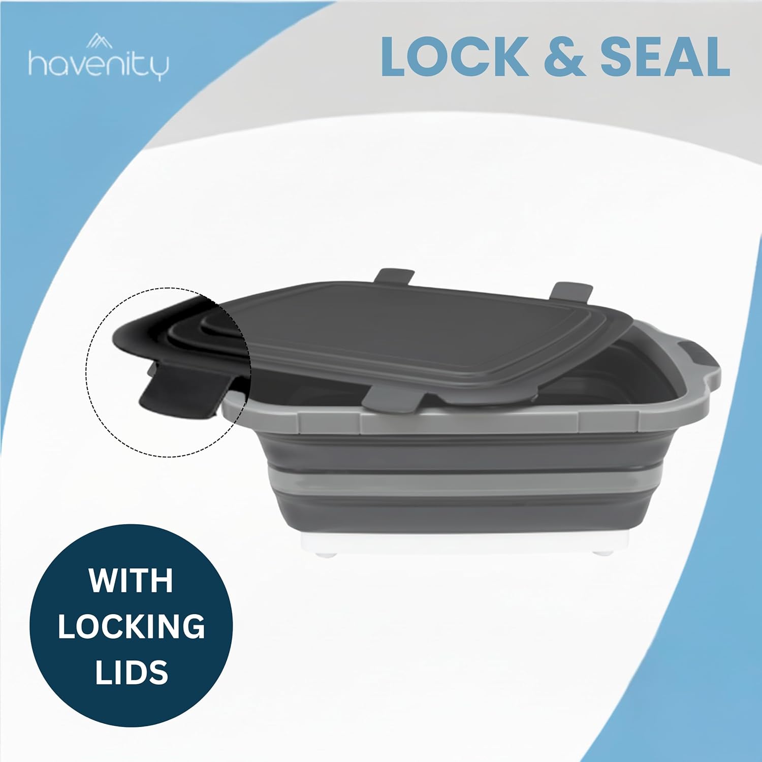 BBQ Prep Tub 16L - Multifunctional Collapsible Camping Cutting Board with Upgraded Locking lid, Meat Storage Container for Meal Prep, Dish Basin Bowl Perfect for Grilling, Outdoor Cooking XL