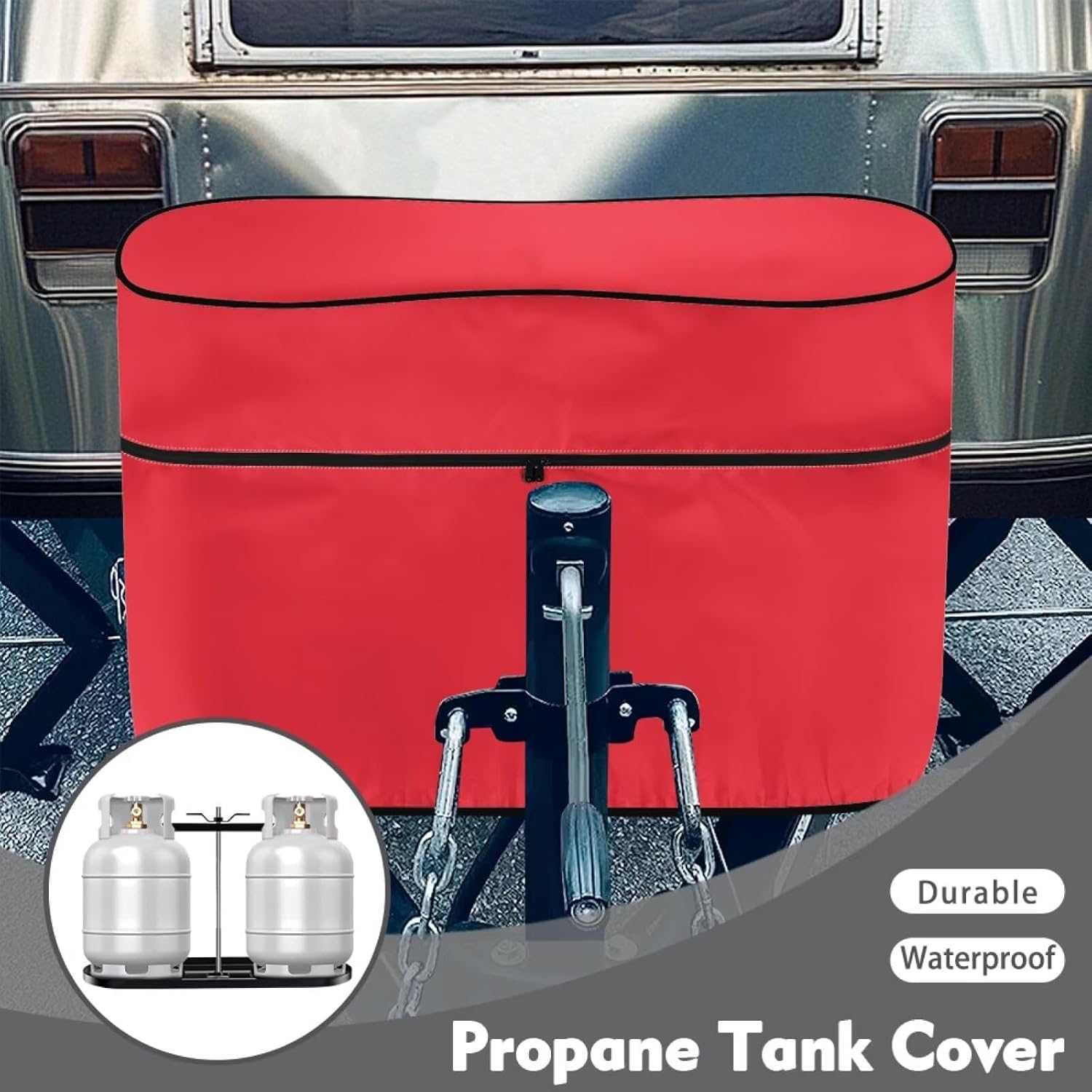 Howilath Red Dual Propane Tank Cover Heavy Duty RV Camper Propane Tank Cover Trailer Travel Accessories - Double 20lb