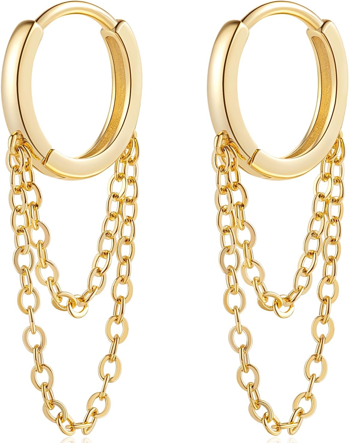 Amazon.com: Cossa Gold Chain Earrings for Women 14K Gold Earrings with ...