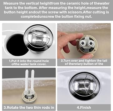 Toilet Push Button Flush Replacement, 2 Pack Dual Flush Toilet Push Button Round Head Toilet Flush Button Replacement Accessories for Bathroom Toilet Water Tank Repair