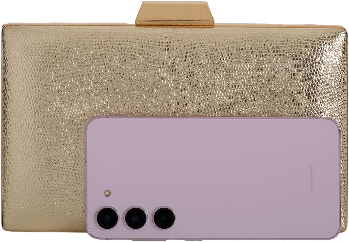 JNB Women's Metallic Material Hard Case Evening Party Clutch