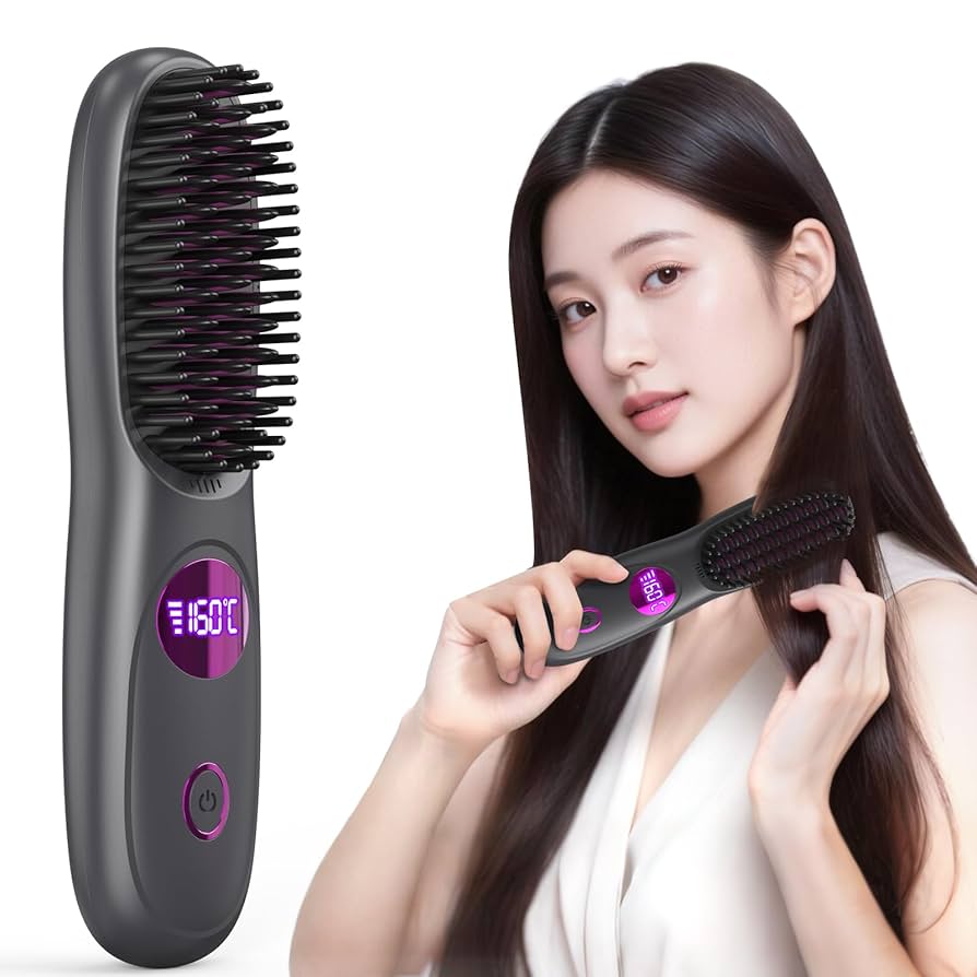 ヘアアイロン ブラシ マイナスイオン カール・ストレートブラシ 3カラーヘアアイロン ストレートアイロン ヘアアイロンブラシ