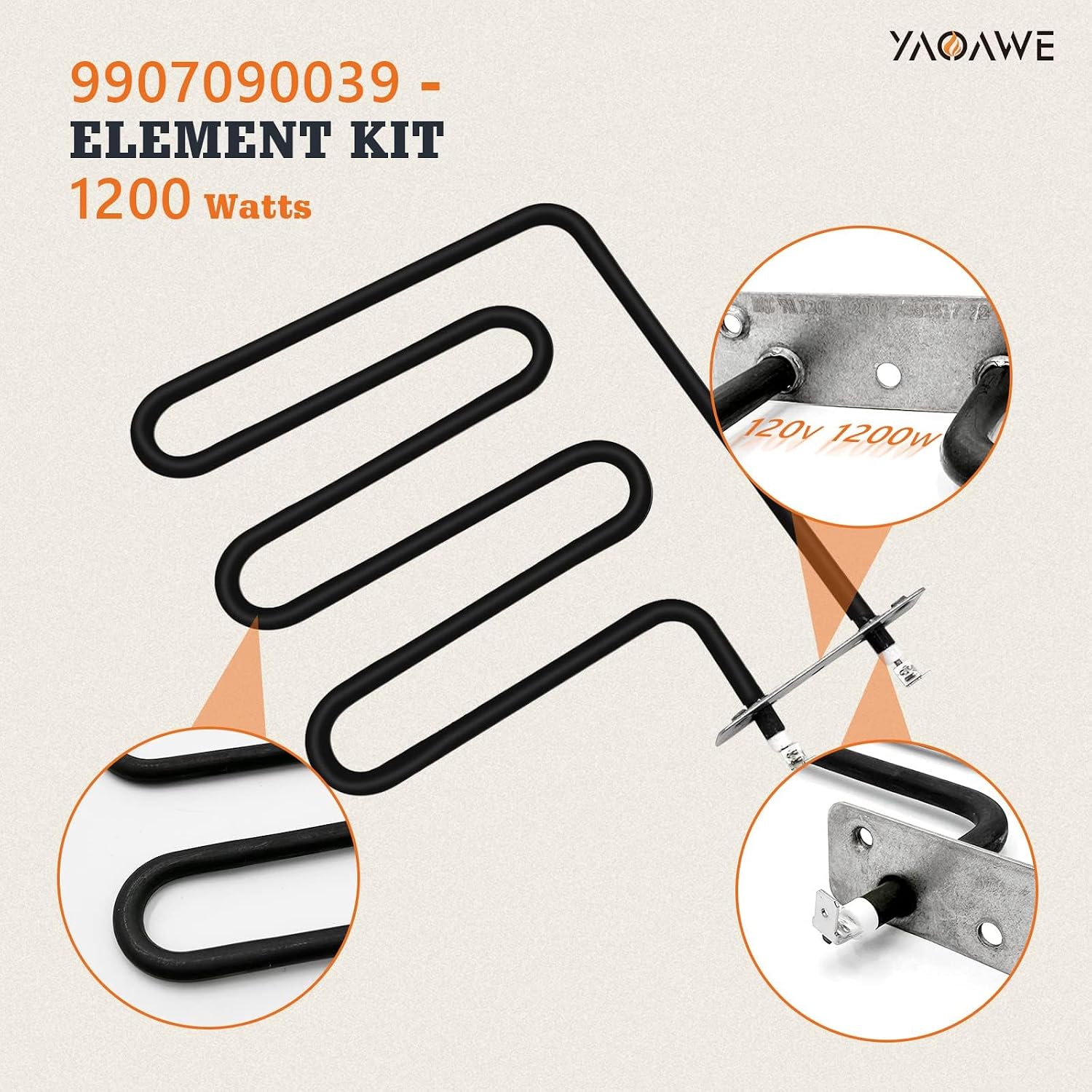 1200 Watts Smoker Heating Element Kit Replacement Part 9907090039 for Masterbuilt 40 inches Digital Electric Smokers