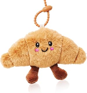 Nogeqi Croissant Key Ring, Cute Plush Key Ring, Plush Cuddly Toys Keychain, Croissants Key Ring Aesthetic for Hanging Decoration Bag Charm