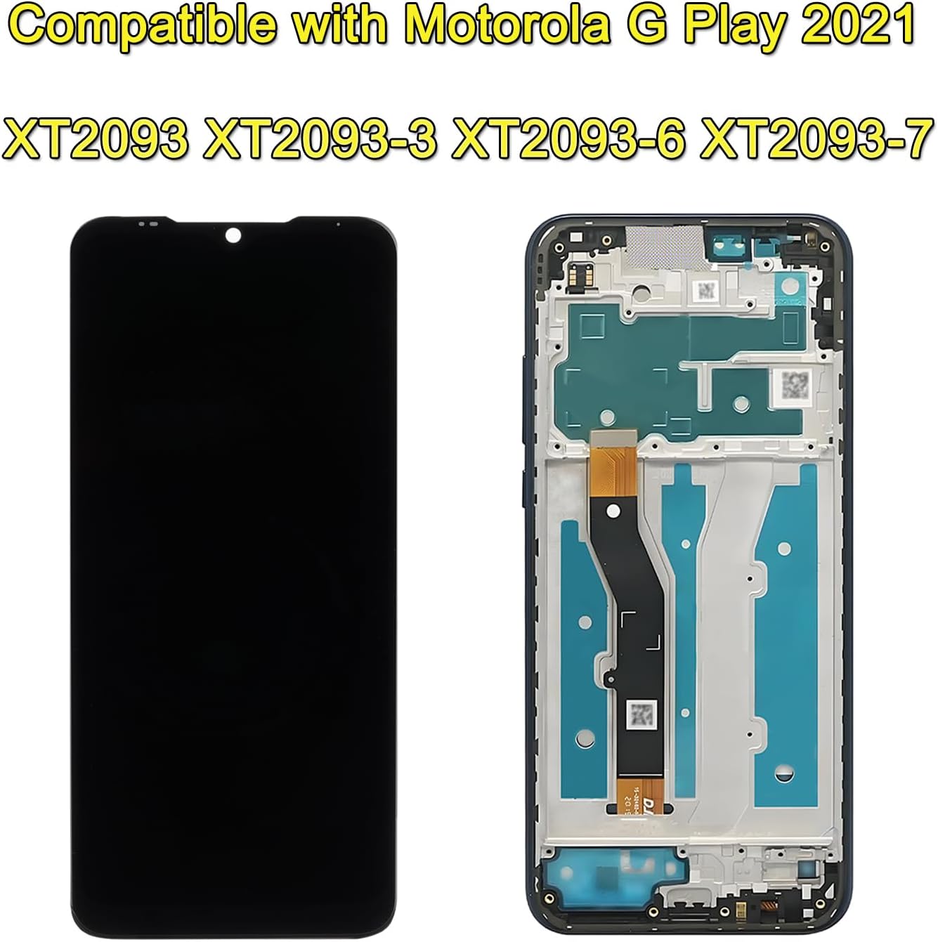 LCD Screen Replacement for Motorola Moto G Play 2021 6.5inch XT2093 XT2093-3 XT2093-6 XT2093-7 Assembly LCD Display Touch Screen Digitizer with Frame Repair Tools