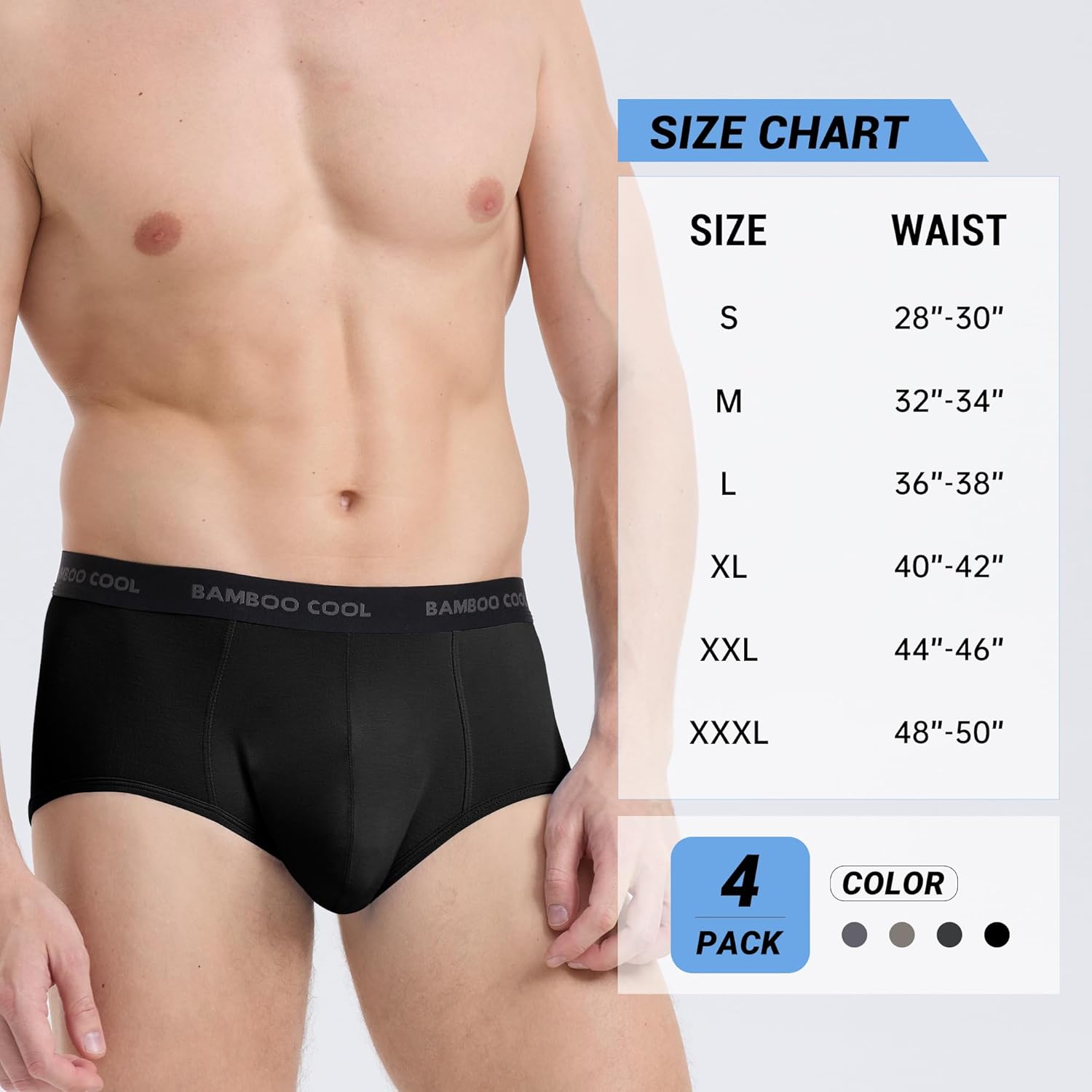 BAMBOO COOL Mens Breathable Soft Underwear Open-fly Classic Briefs, Tag-free - Image 6