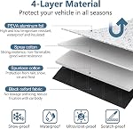 Car Windshield Snow Cover Winter Frost Guard Windshield Cover 4 Layers Thickness Ice Snow Protector Covers with Side Mirrors Cover Sun Shade Waterproof Dust Cover and in All Weather 75 * 45inch
