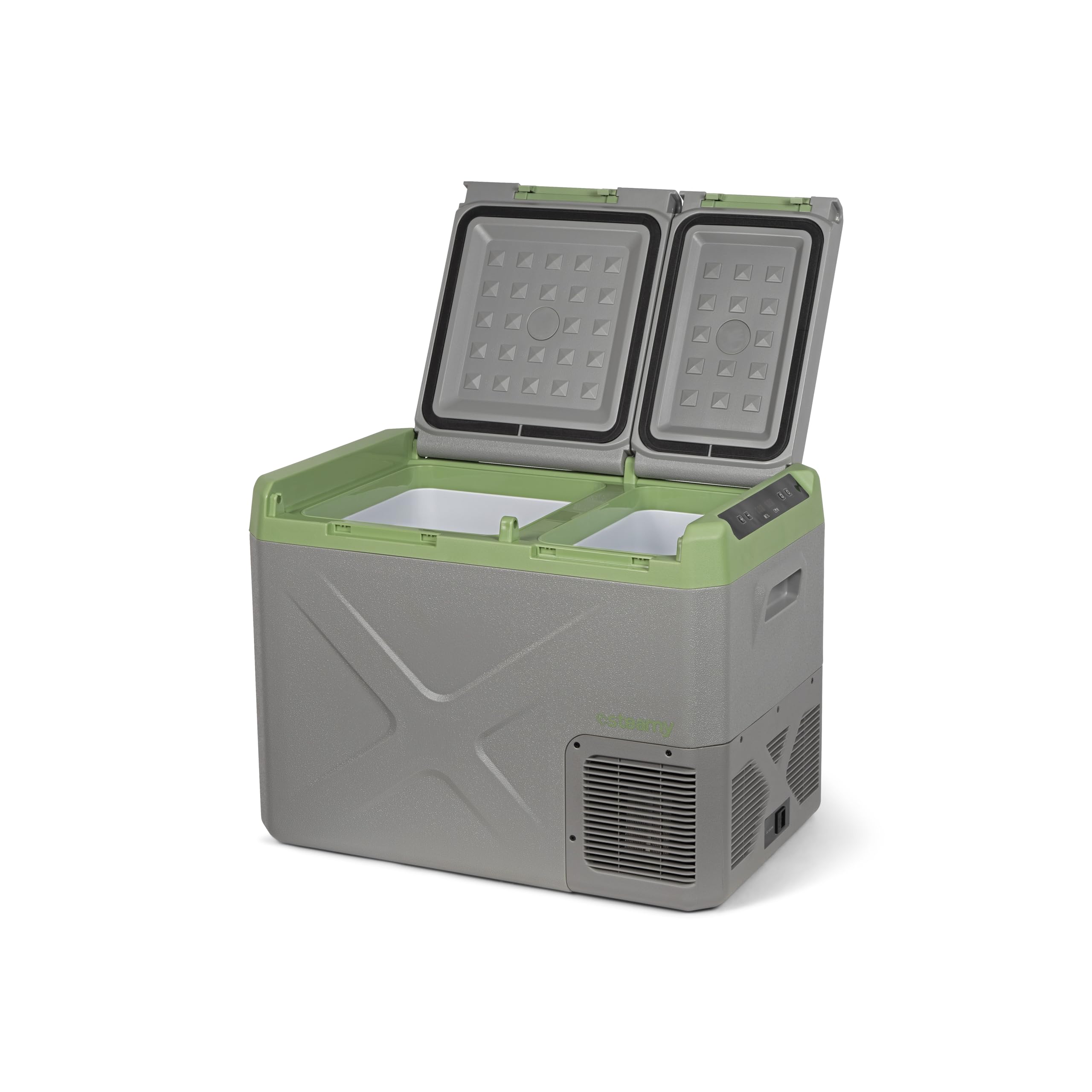 Steamy-E Single Zone 45, Frigorifero Elettrico a Compressore, 12/24V DC e 100-240V AC, per Congelare e Raffreddare da -20℃ a +20℃, Ideale per il Campeggio, 32 Litri, Grigio