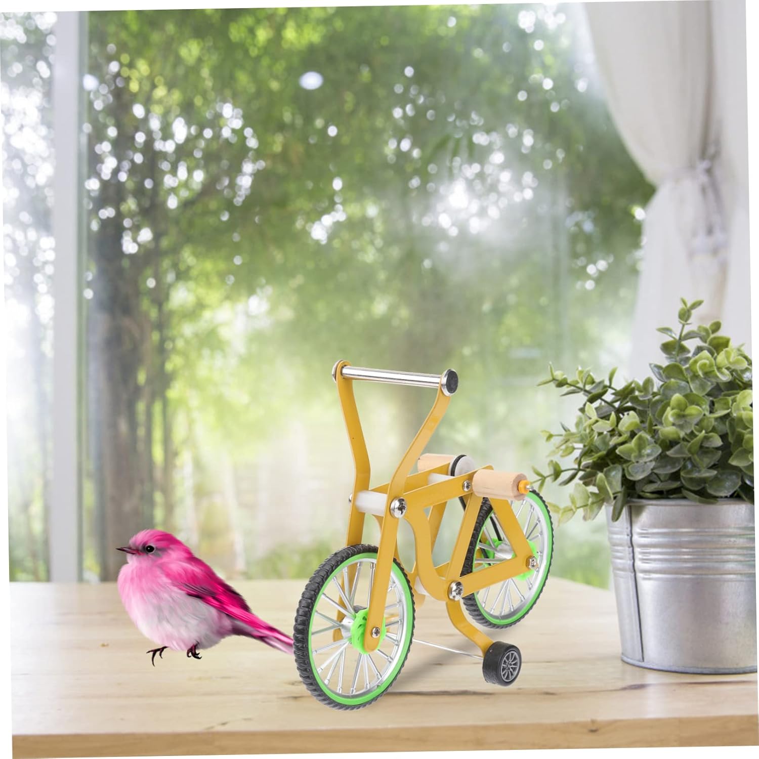 Parrot Bike Toy 6.10In Educational Bird Training Toy Interactive Bicycle for Parrot Exercise and Intelligence Development