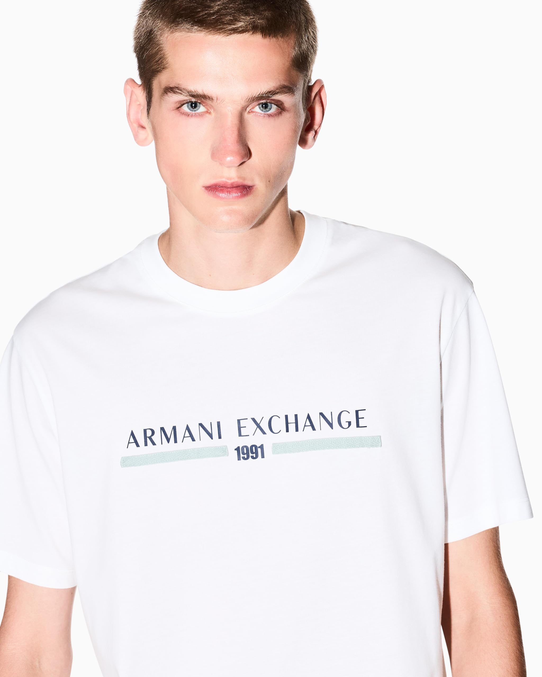 Armani Exchange Center Text Logo tee Camiseta Hombre (Pack de 1)