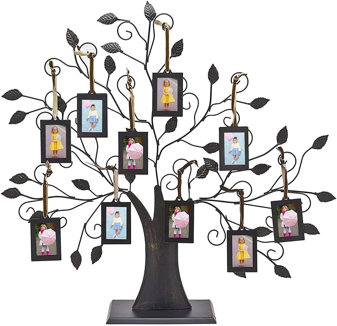 Marco arbol genealogico Philip Whitney 10 marcos colgantes metal bronce 20 pulgadas pared mesa familia