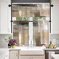 Vista 982 de Cenefas de cocina modernas con patrón de cobre marrón dorado para ventanas, cenefas opacas abstractas de marcas de arañazos y cortinas opacas