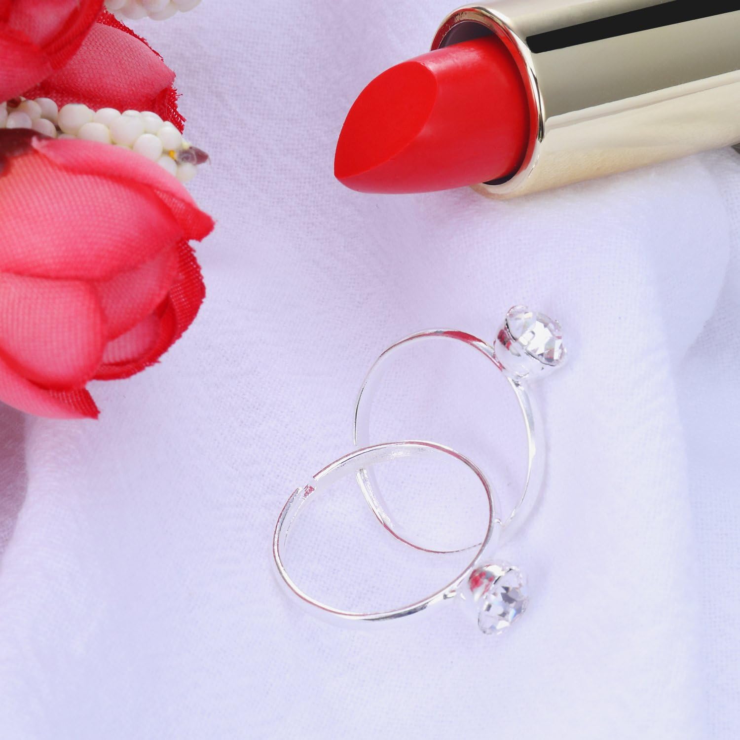ABOAT 100 Pack Silver Diamond Bridal Shower Rings for Wedding Table Decorations, Party Favors