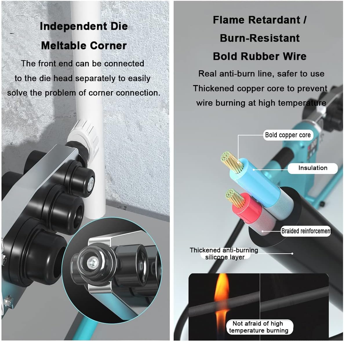 Máquina de soldadura de tubos de plástico, kit de herramientas de soldadura de fusión en caliente con pantalla digital, troquel antibloqueo, tijeras profesionales, doble disipación de calor, fusión de