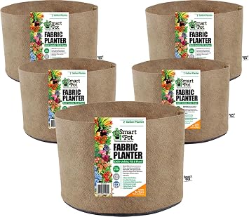 Smart Pot 5 Pack Soft-Sided Fabric Garden Plant Container Aeration Planter Pots Tan 2 Gallon