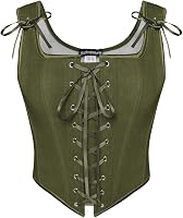 SCARLET DARKNESS Women's Renaissance Lace Up Overbust Corset Top - Vintage Bustier Bodice for Faires & Parties