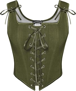 SCARLET DARKNESS Women's Renaissance Lace Up Overbust Corset Top - Vintage Bustier Bodice for Faires & Parties