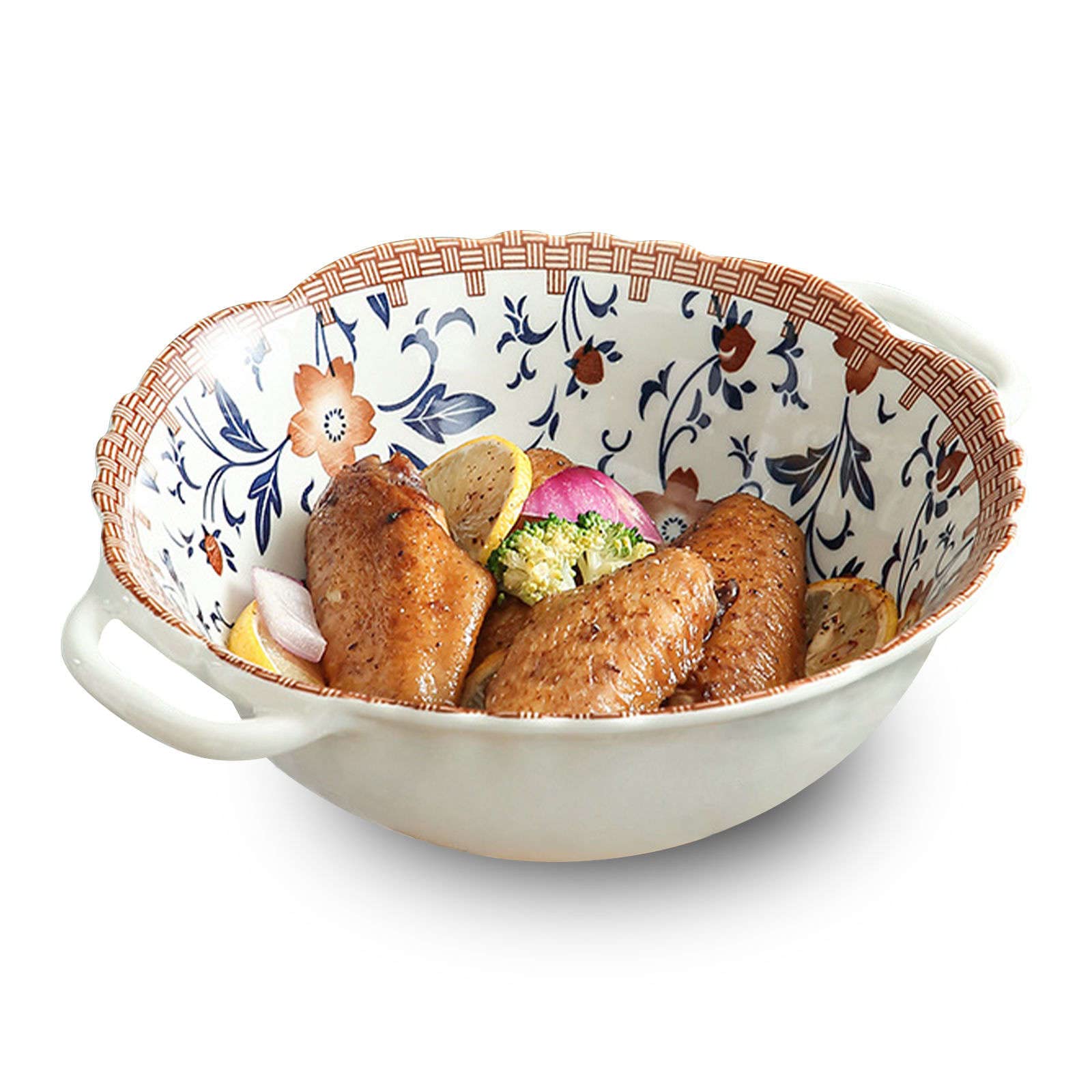 Vaisselle Bol à soupe ramen en céramique, tasse à soupe, bol en céramique, bol à ramen en céramique, grands bols pho, bol à soupe au micro-ondes, bol à nouilles Udon-Fu-23x20x7cm,800ml(Couleur:Floret)