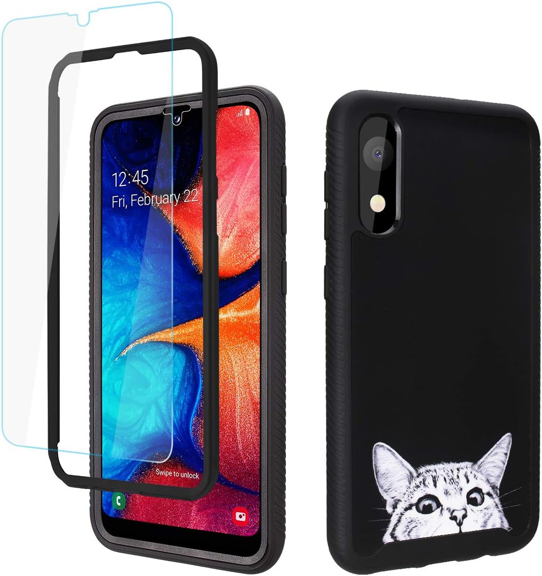 GOLINK Full Body Shockproof Protective Case with HD Screen Protector for Galaxy A10e-Cute Cat