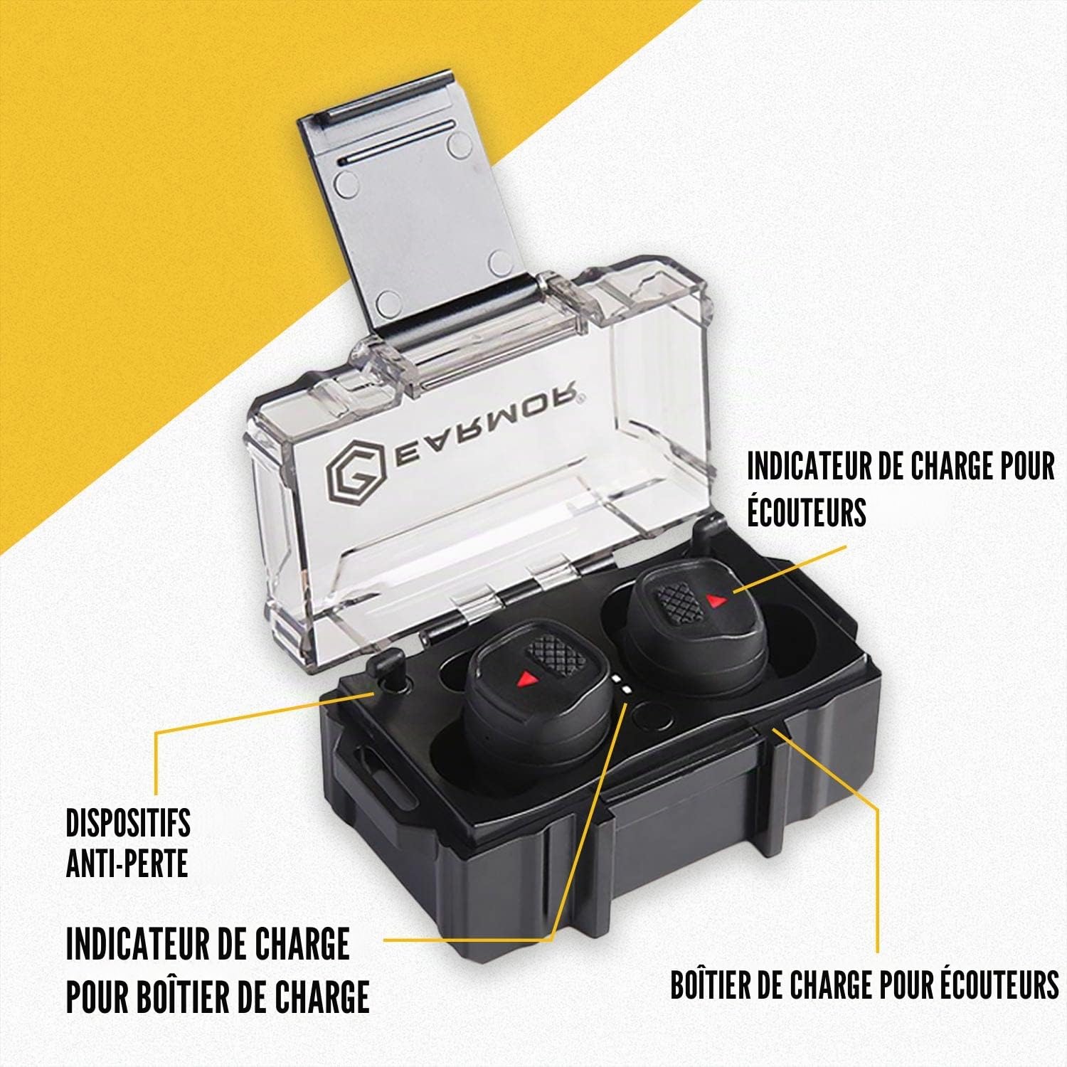 Earmor OPSMEN M20T Bouchons d'Oreilles Électriques pour Tir et Chasse - NRR 26 dB BT 5.3 Protection Auditive Active avec Réduction du Bruit - Champ de Tir, Noir