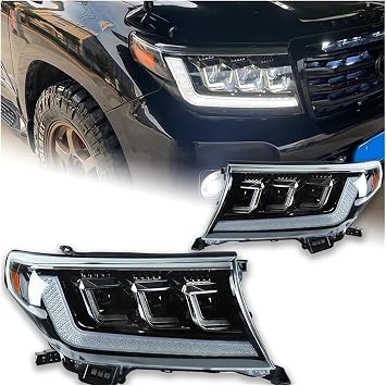 1 Pair Car Styling Compatible For Toyota Land Cruiser Headlights 2008-2015 LC200 LED Headlight DRL LED Projector Lens Automotive Accessories