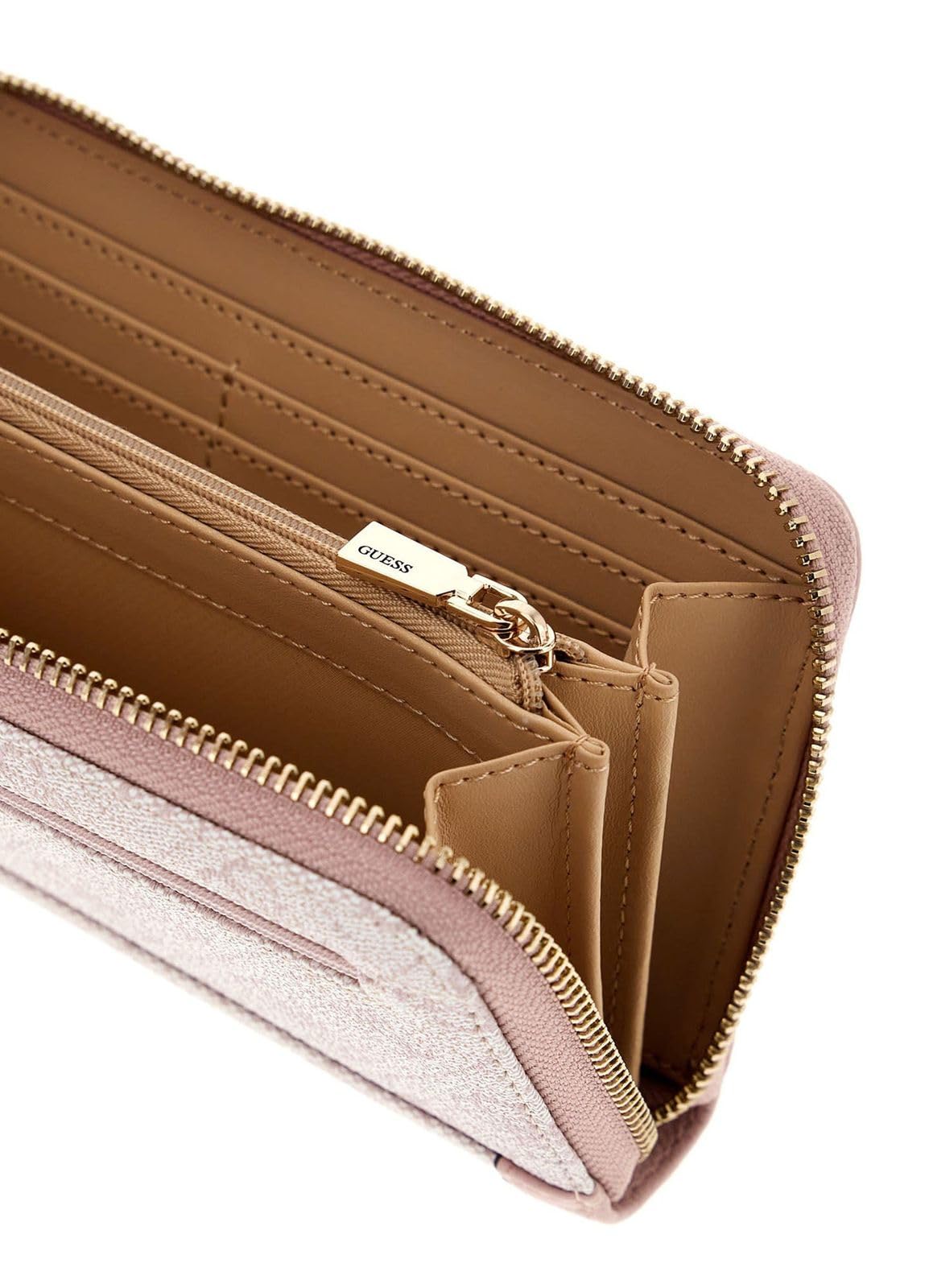 GUESS Monedero Lindsey SLG Zip Around Wallet Orchid Logo Rosa Viejo