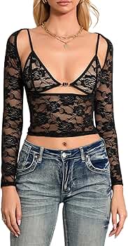 トップス YILON bloom lace set blouse 71BiPTzrmUL._AC_SY350_QL65_.jpg