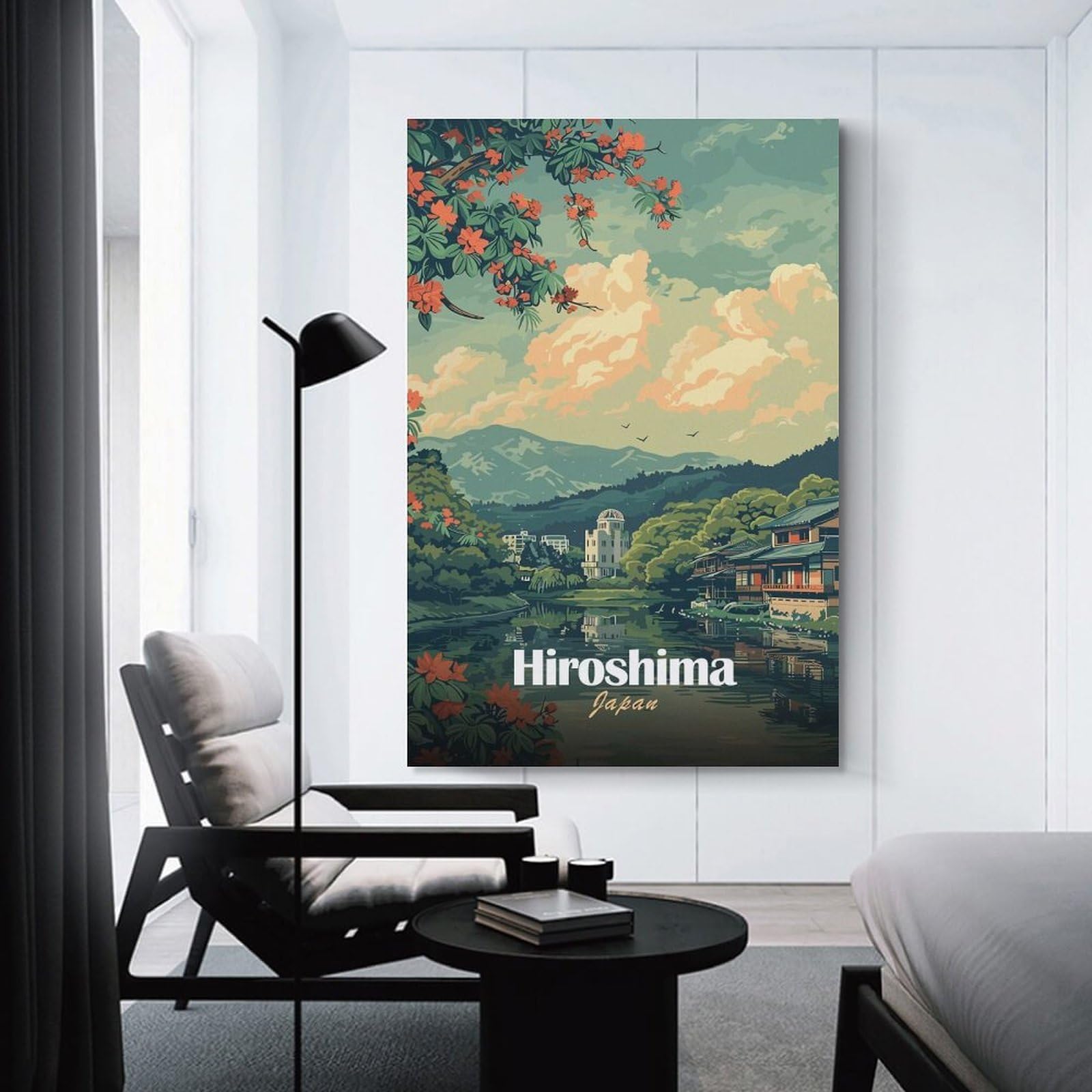 Junmoney Hiroshima Japan Scenic View Decorative Canvas Print 12x18inch(30x45cm), for Flats, Guest Rooms Or Compact Rooms, Home Artwork for Modern Interiors