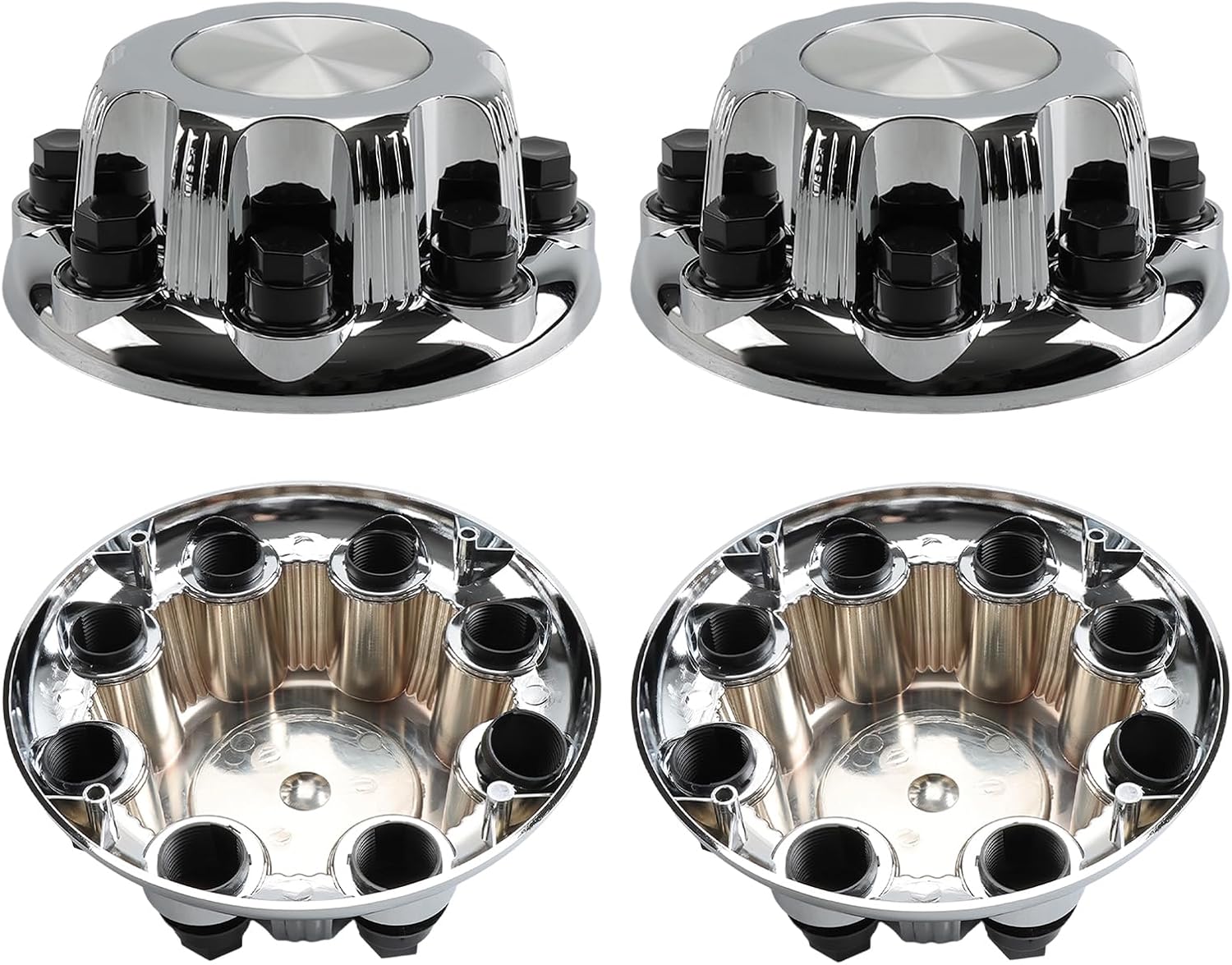 4PCS 15039488 909-002 Wheel Center Caps & 8 Lugs Nut Covers for 2002-2006 Chevrolet Avalanche 2500, for Chevy Silverado 1500 HD 2500 3500, for 1999-2010 GMC Sierra 16 Inch Hubcaps