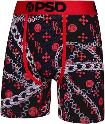PSD Underwear Men's Monogram Luxe Mid Length Boxer Brief 3 Pack, Multi, S
