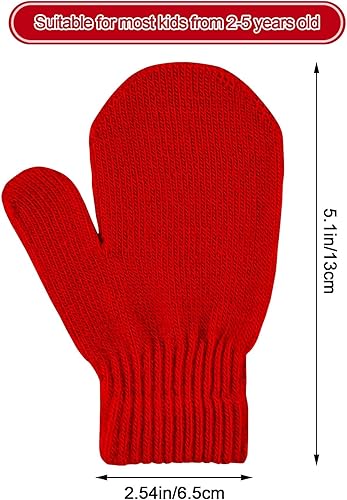 Miniatura 2 de MENOLY 6 Pairs Toddler Magic Stretch Mittens Winter Warm Kids Knit Gloves for Little Girls Boys