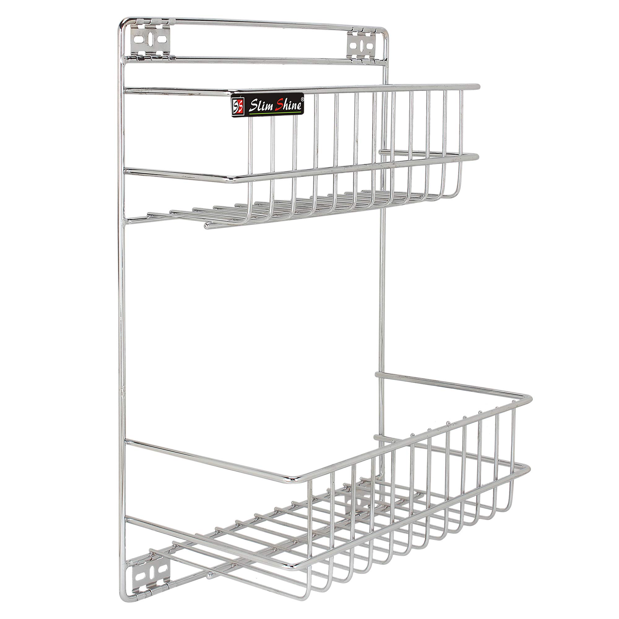 SLIMSHINE Wall Mounted Bathroom Shelf | Multipurpose & Stackable Rack Organizer for Bathroom & Kitchen Accessories | Detergent Holder (Silver (steel)) (B07DRLGXSR) Amazon Price History, Amazon Price Tracker